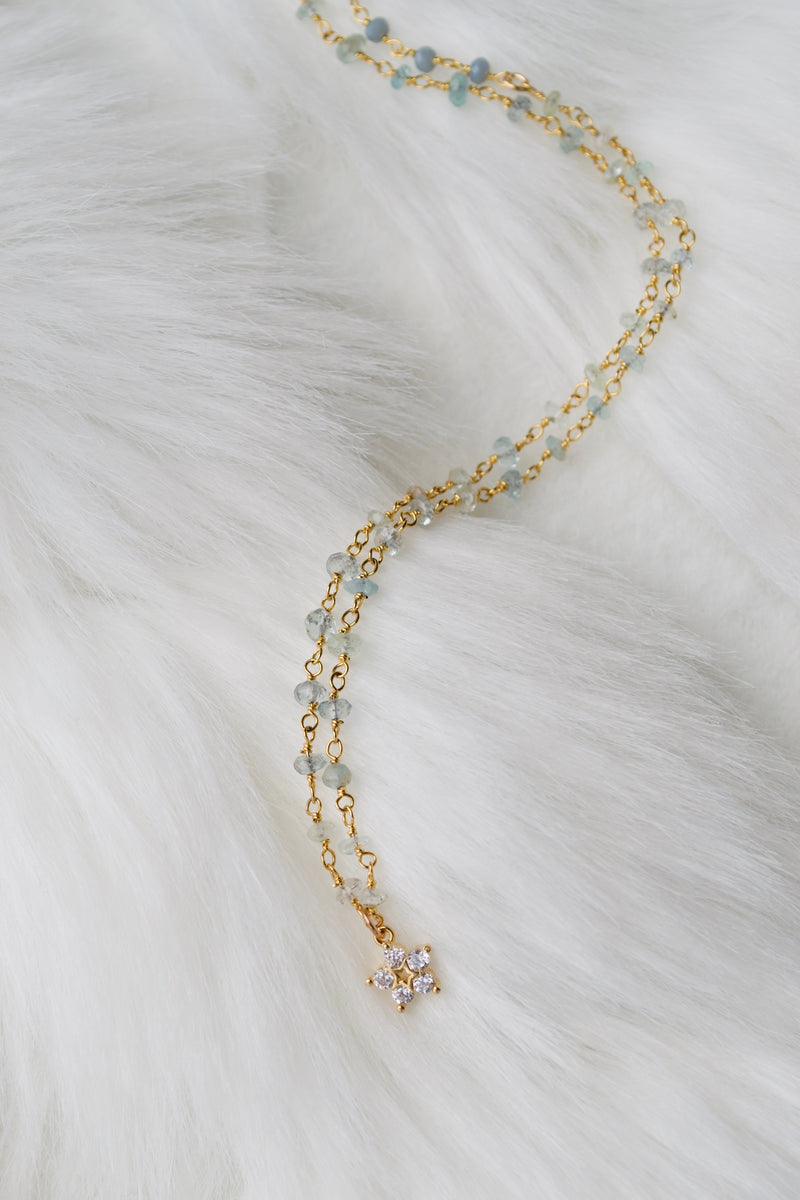 Gold Aquamarine Necklace