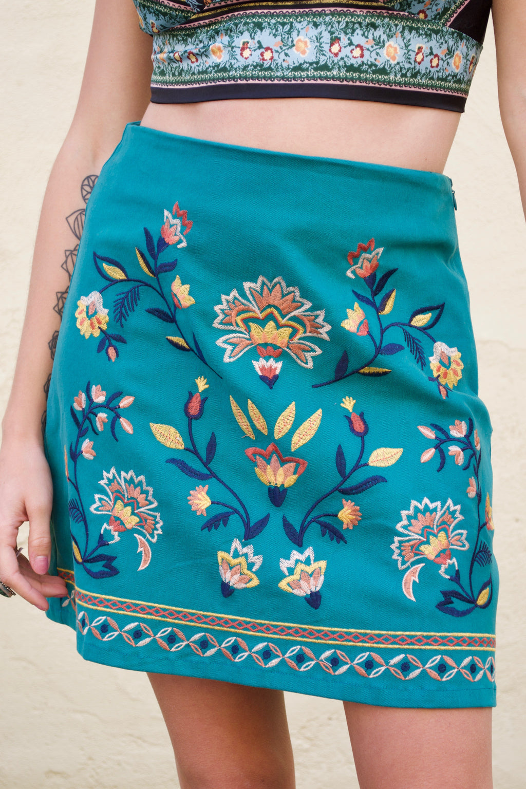 FT Teal Flower Skirt