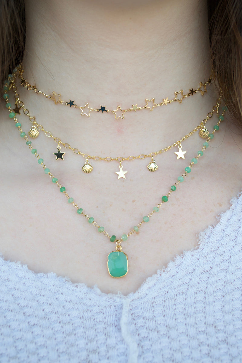 Gold Chrysoprase Necklace 