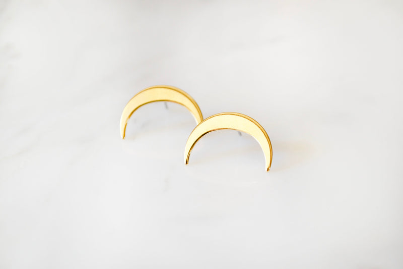 Gold Moon Horn Earrings