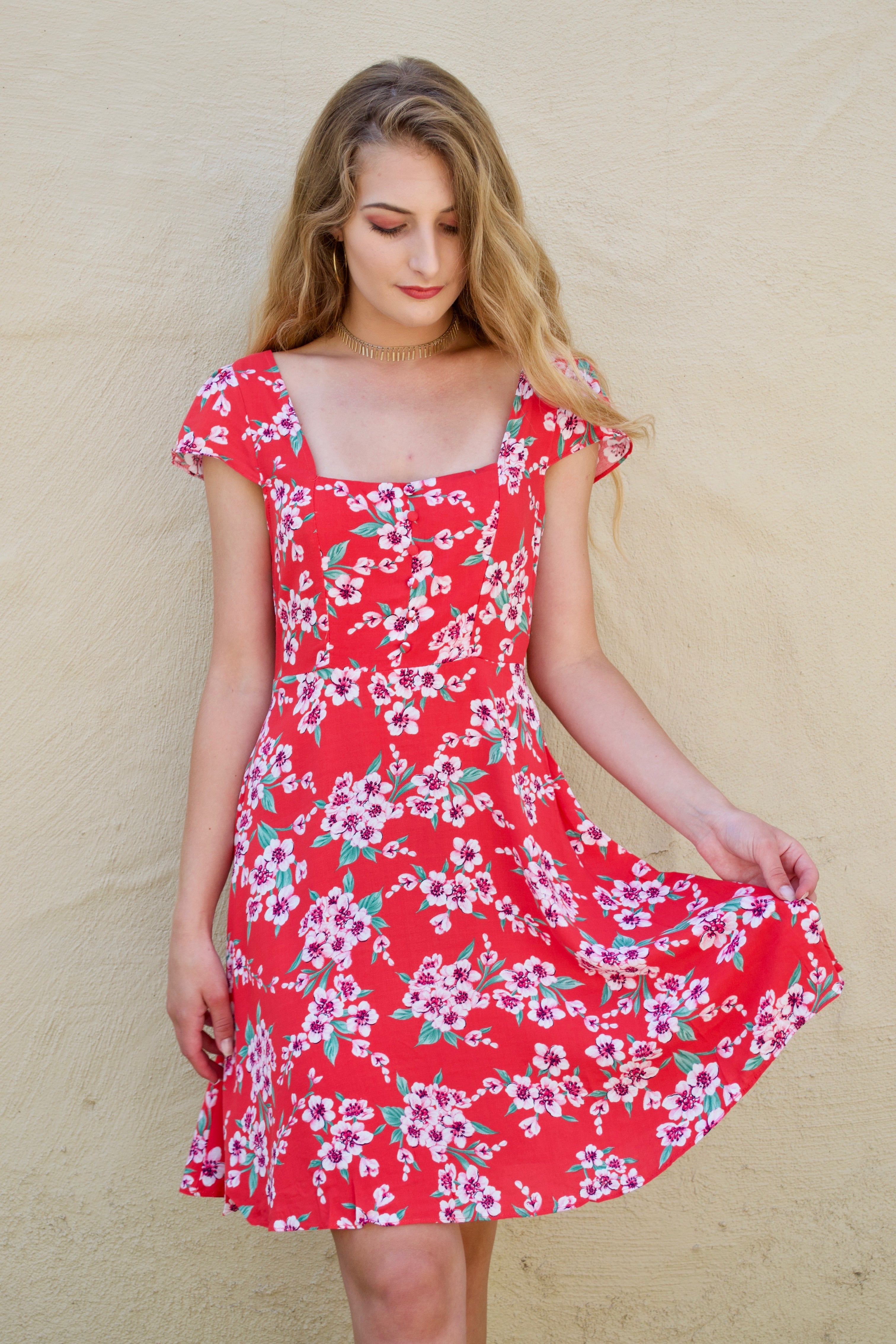Aakaa Red Flower Dress – Flame and Flamingo Aakaa Red Flower Dress – Flame and Flamingo