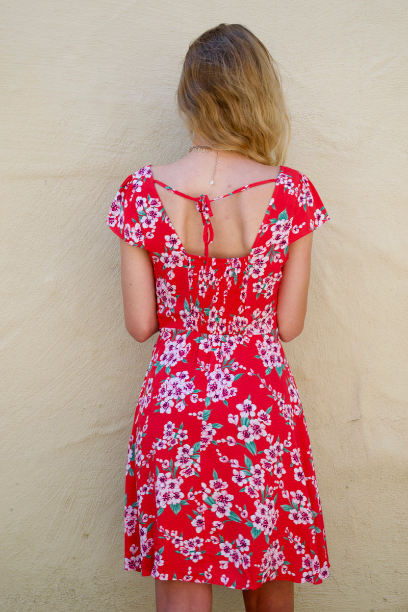 Aakaa Red Flower Dress