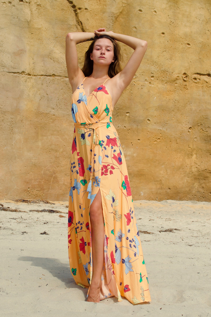 Aakaa Yellow Poppy Dress – Flame and Flamingo - Main Image
