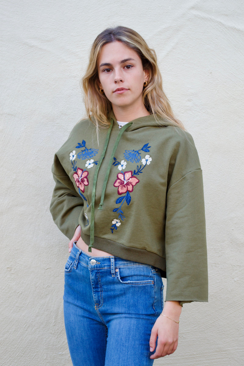 FT Olive Flower Hoodie