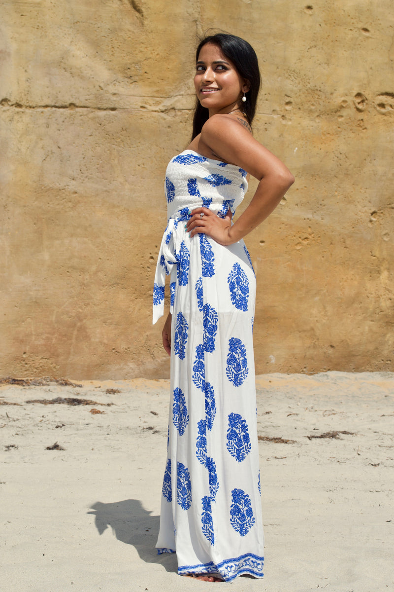 Aakaa Blue dot Jumpsuit – Flame and Flamingo - Main Image