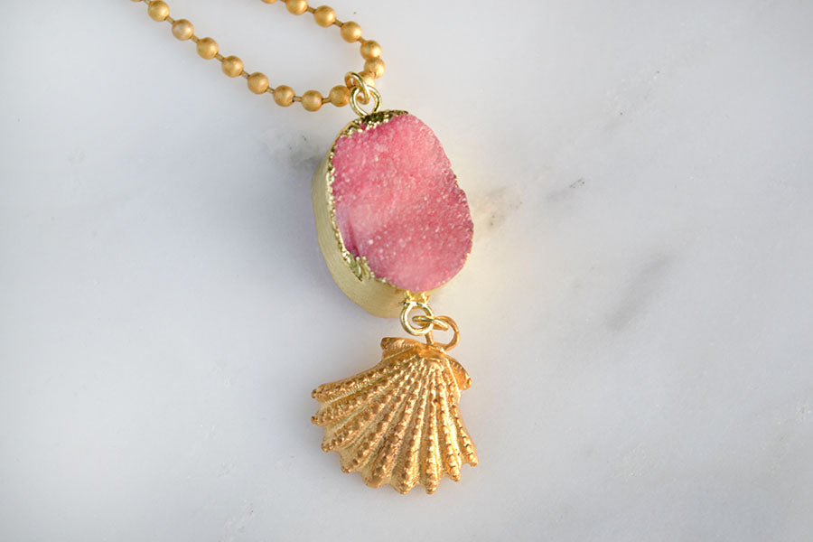 Pink Druzy Shell 2