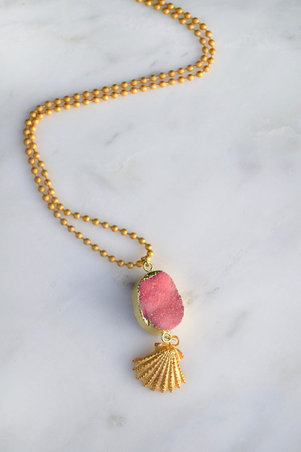 Pink Druzy Shell