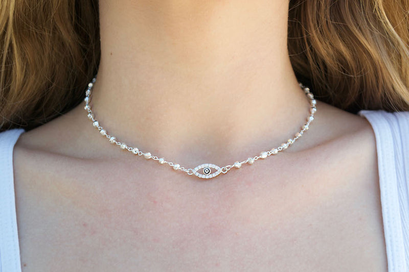 Silver Evil Eye Choker