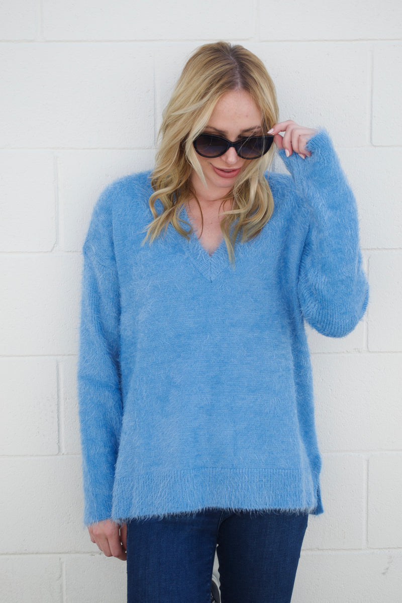 Show Me Your Mumu Blue Fuzzy Sweater
