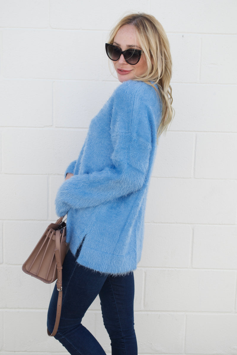 Mumu Blue Fuzzy Sweater