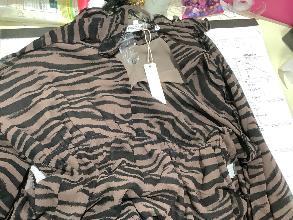 Oliv Brown Zebra Romper