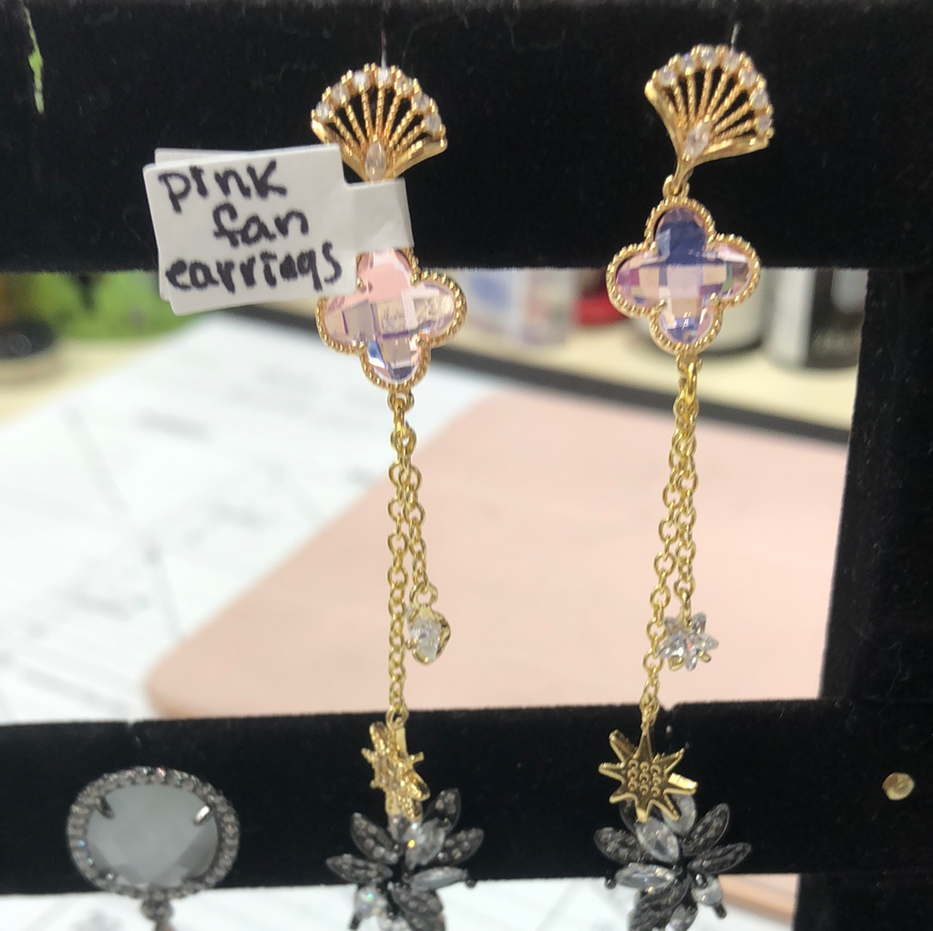 Pink Fan Earrings