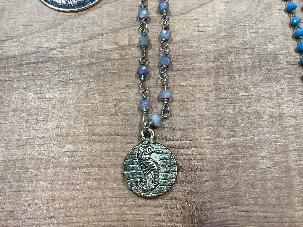 Brass Iolite Seahorse