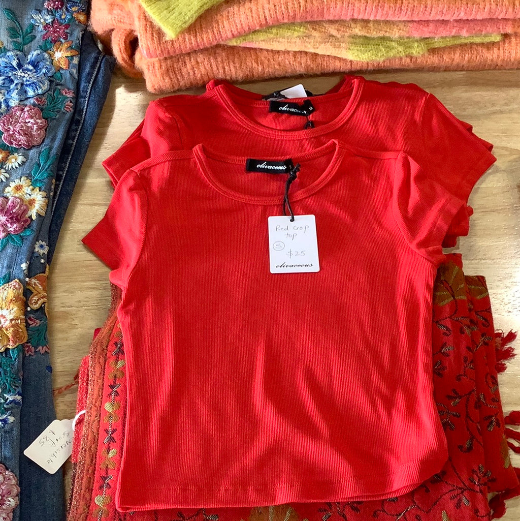 Oliv Red Crop Top