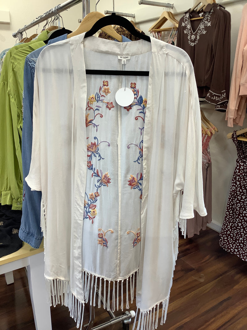EC White Fringe Kimono