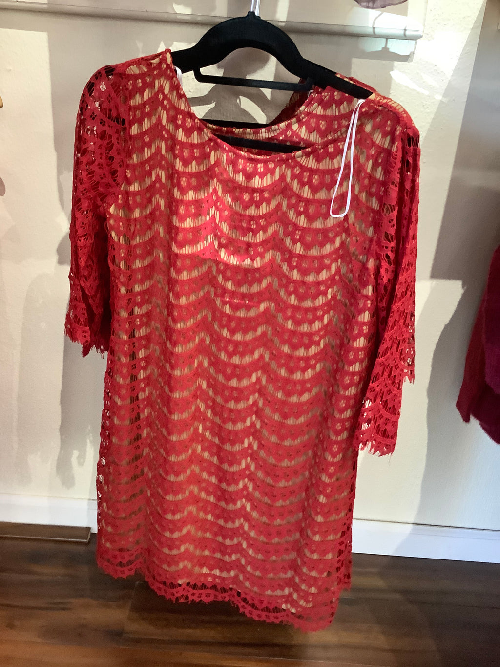 Aakaa Red Lace Dress