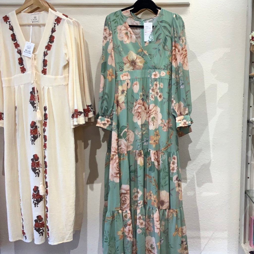 Green Flower Maxi Dress