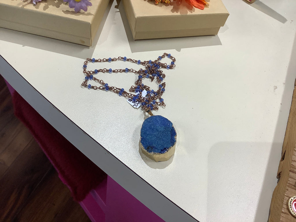 Blue Brass Druzy