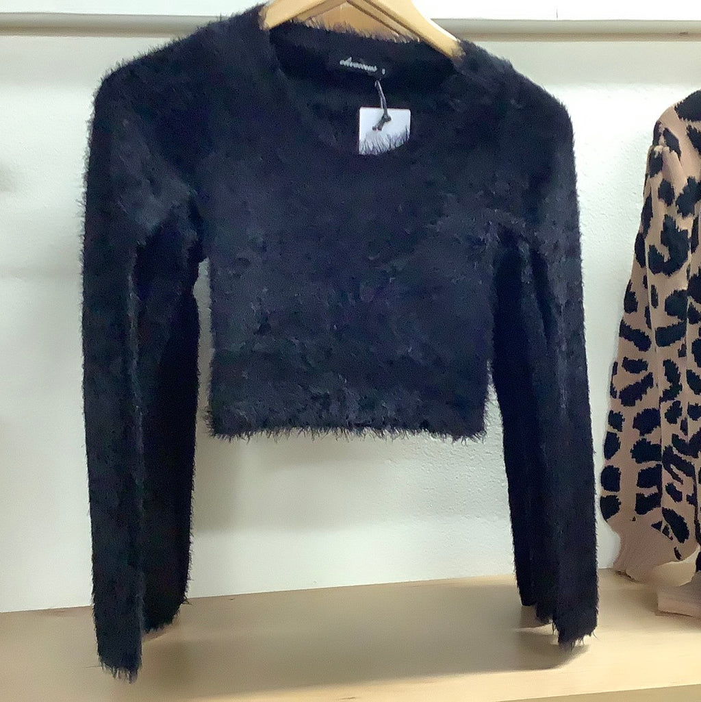 Oliv Black Fuzzy Sweater