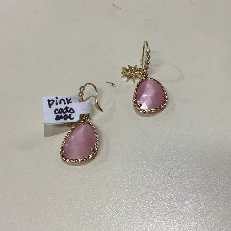 Pink Cats Eye Earrings