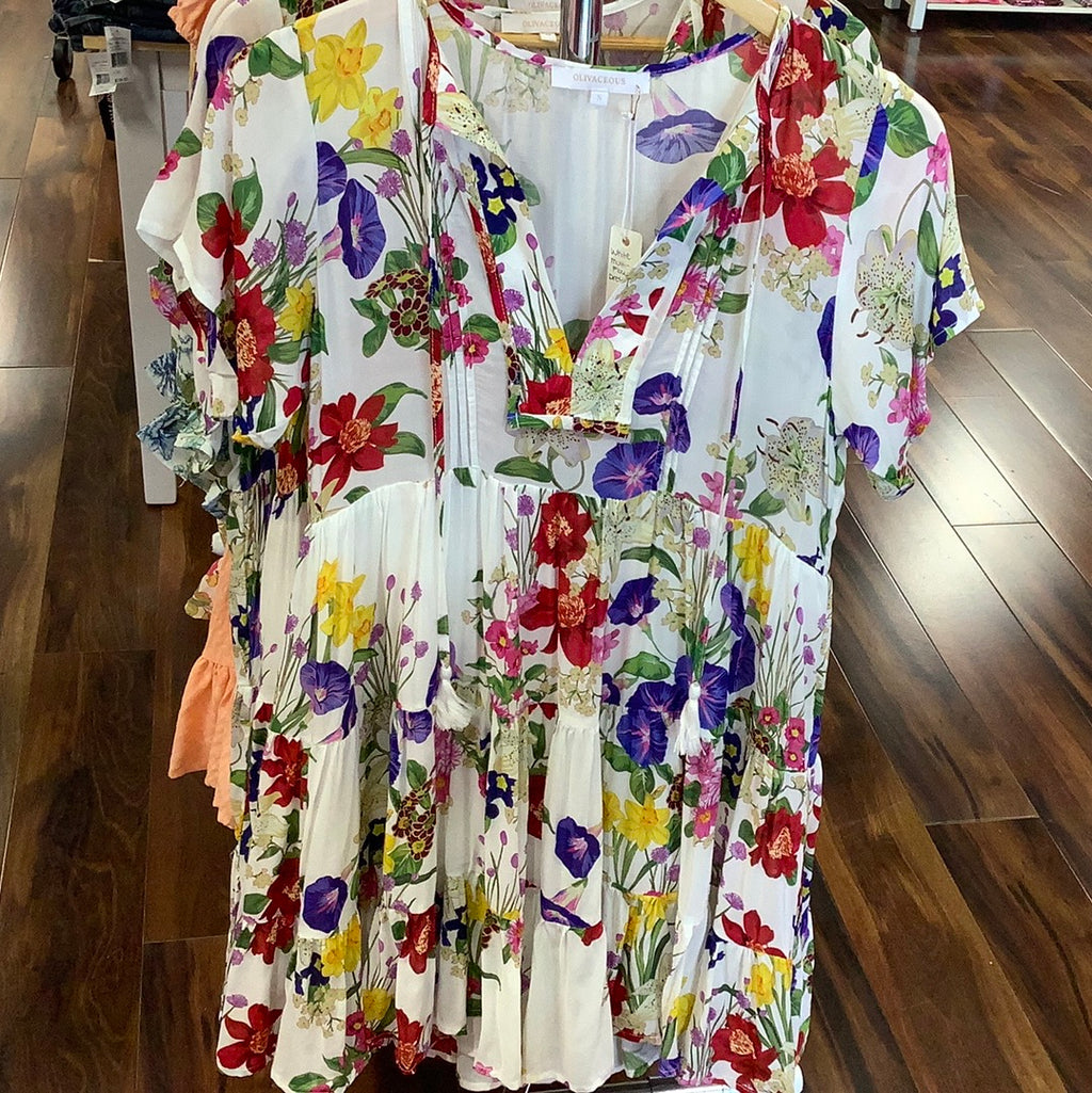 Oliv white multi-flower dress